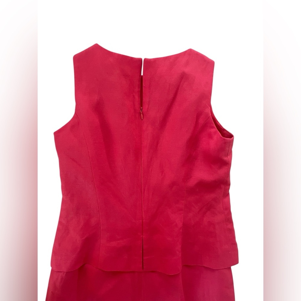 Jessica Howard Elegant Coral Red‎ Linen Sleeveless Mini Embroidered Dress 4P - Picture 7 of 8